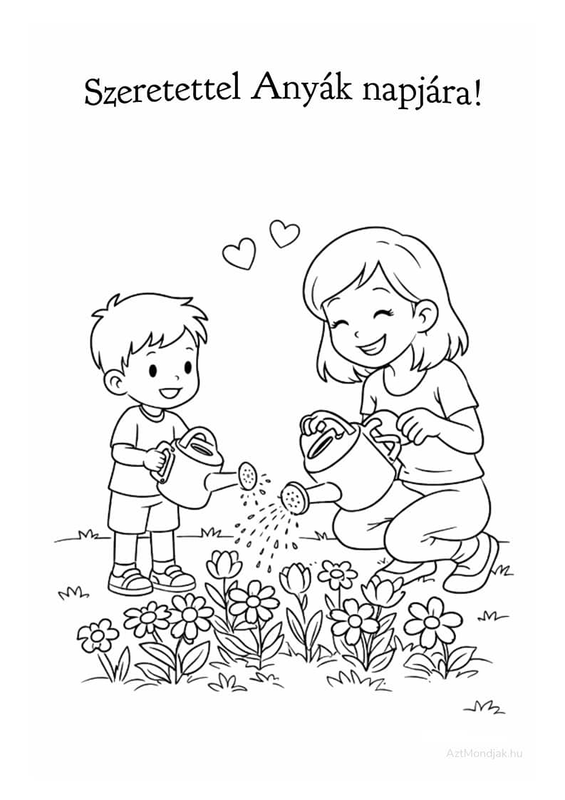 Ingyenes anyák napi színező. Anyával a kertben