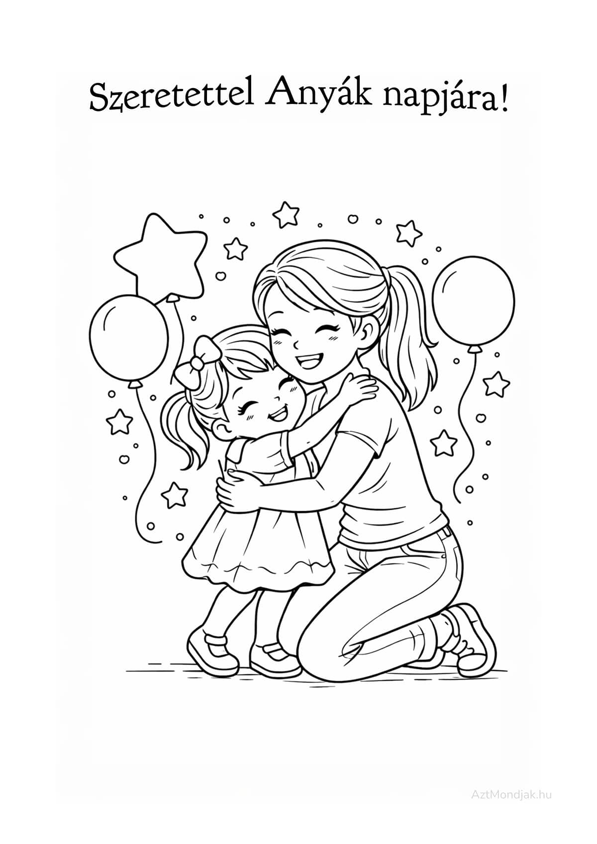 Anyák napi szivecskés színező