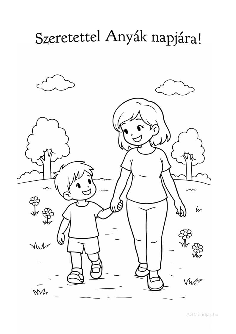 Ingyenes színező. Séta anyával